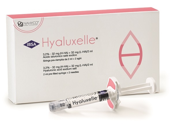 SIRINGA PRE-RIEMPITA HYALUXELLE 3,2% 32 MG H-HA + 32 MG L-HA 2 ML + 2 AGHI USO PROFESSIONALE