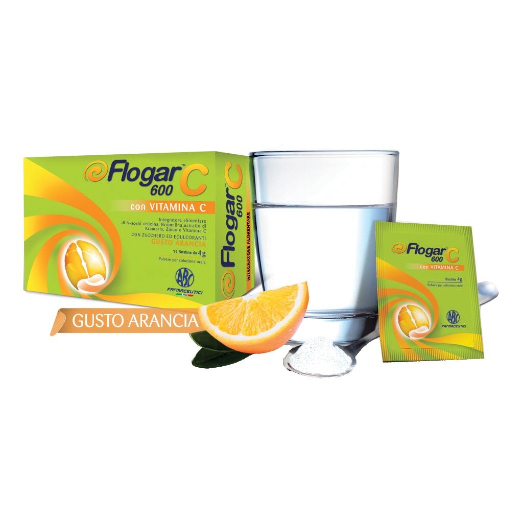 FLOGAR  C 600 CON VITAMINA C 14 BUSTINE GUSTO ARANCIA