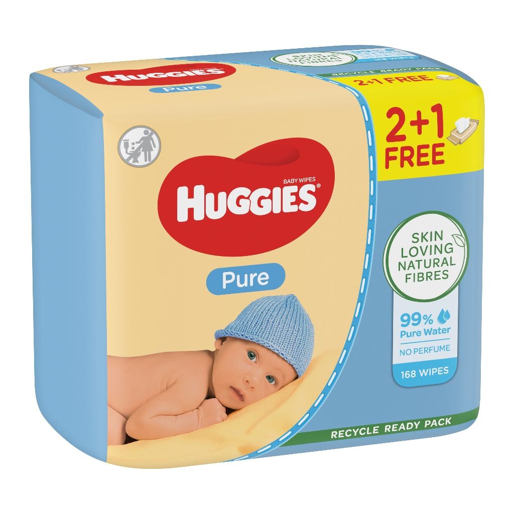 HUGGIES SALVIETTE PURE 3 CONFEZIONI DA 56 SALVIETTE
