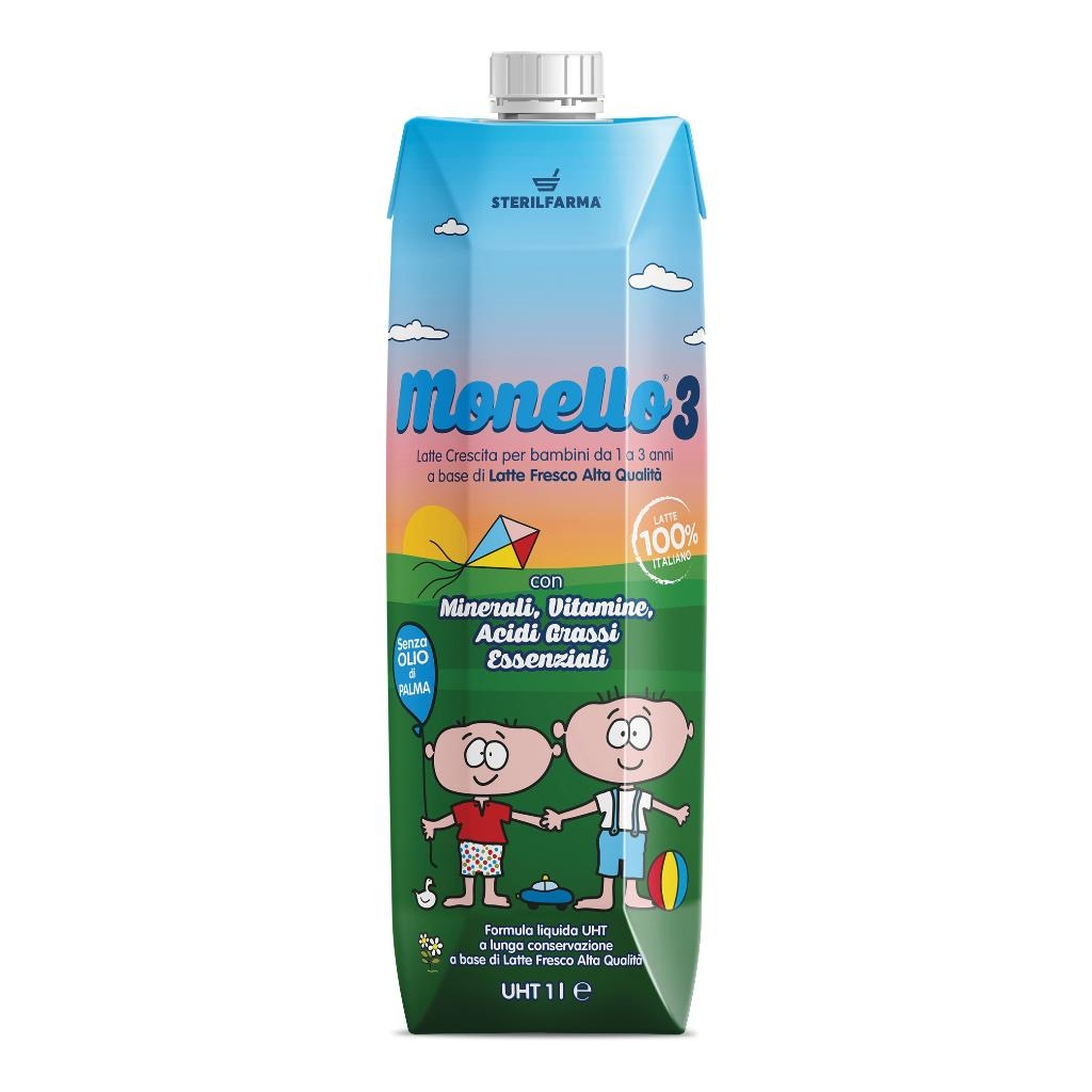 MONELLO 3 FORMULA PER LA CRESCITA A BASE DI LATTE PER BAMBINI DA 1 A 3 ANNI LIQUIDO 1 LITRO