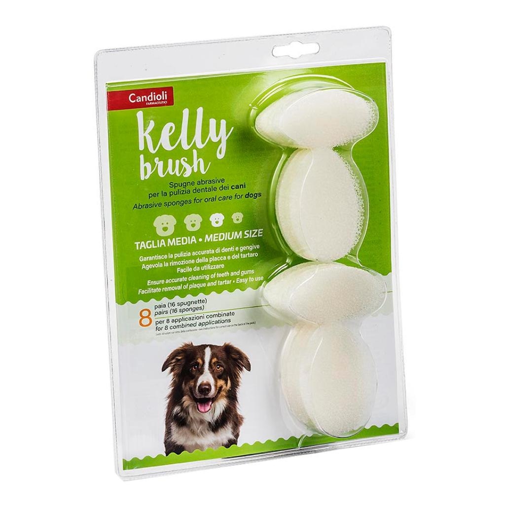 KELLY BRUSH SPUGNETTA ABRASIVA PER CANI DI TAGLIA MEDIA 16 PEZZI