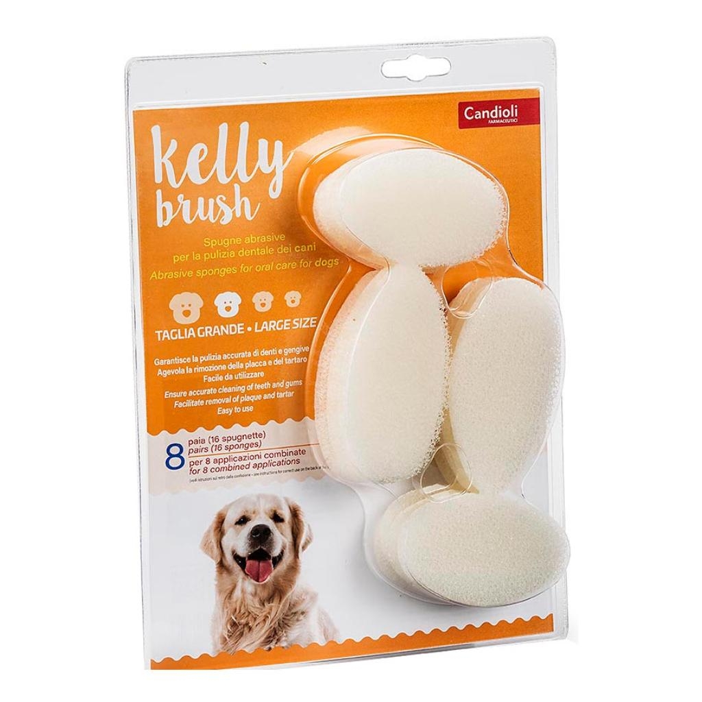 KELLY BRUSH SPUGNETTA ABRASIVA PER CANI DI TAGLIA GRANDE 16 PEZZI