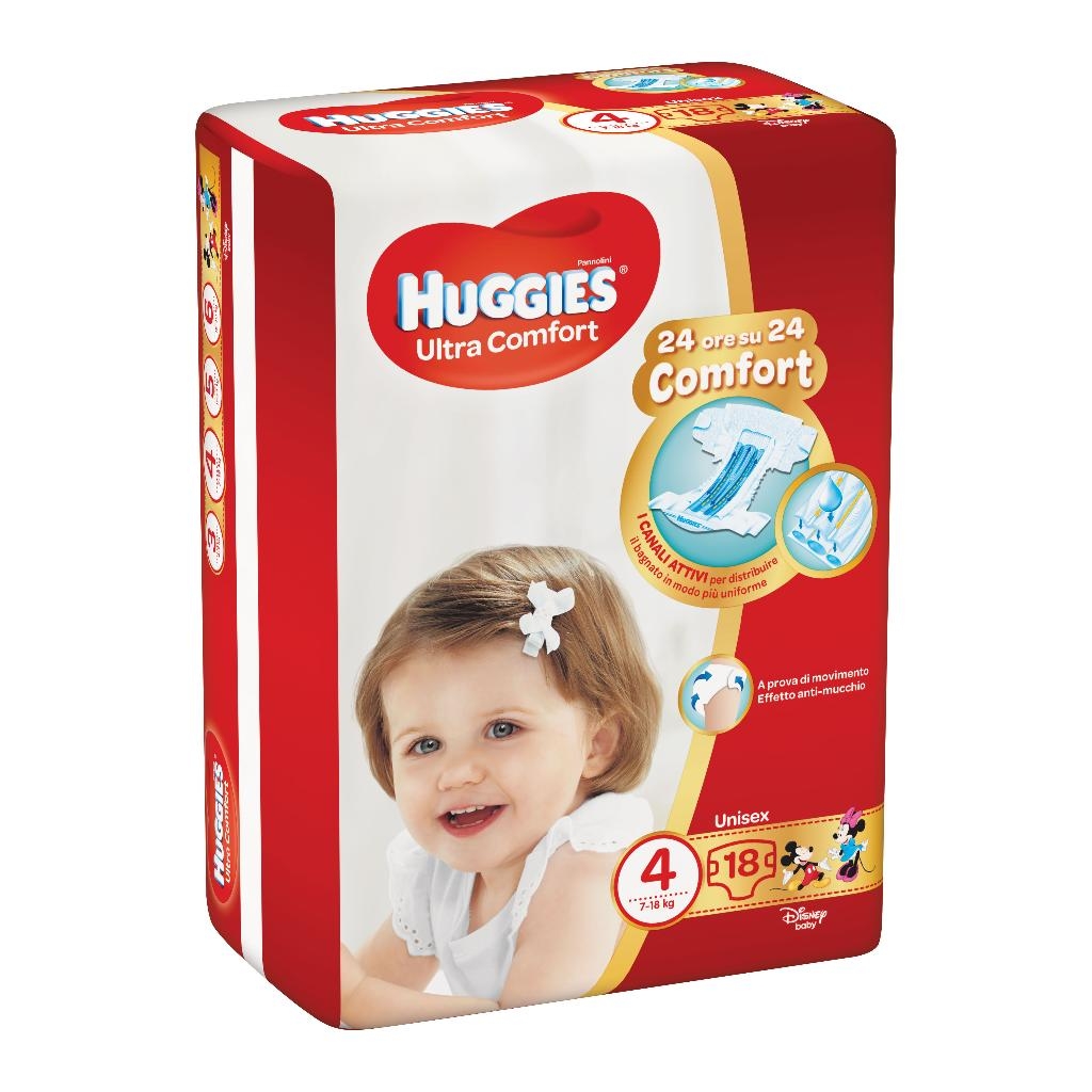 PANNOLINO HUGGIES ULTRA COMFORT BASE 4 18 PEZZI