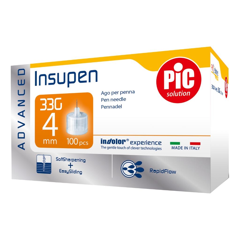 AGO PER PENNA INSULINA PIC INSUPEN ADVANCED GAUGE 33X4 MM 100 PEZZI