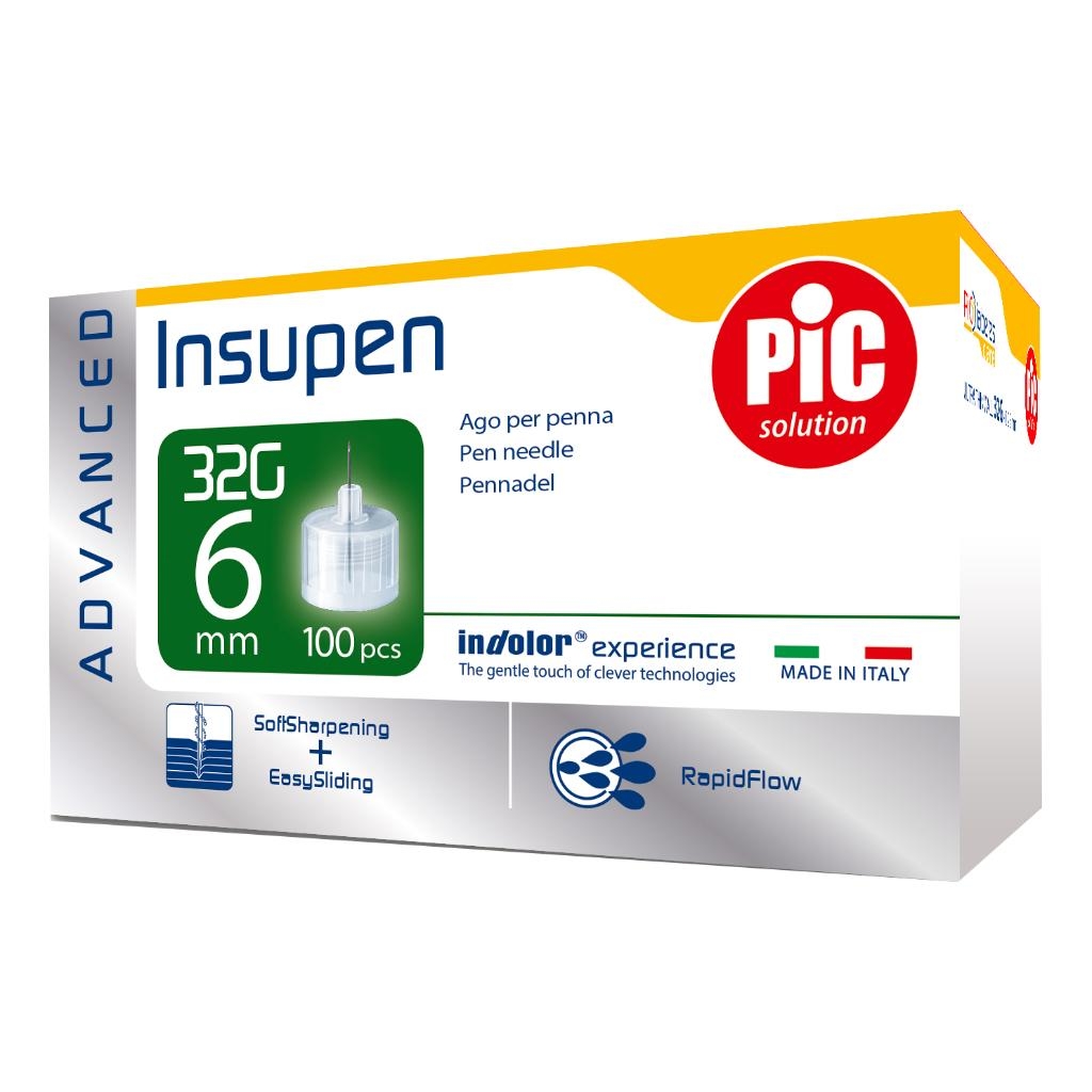 AGO PENNA INSULINA PIC INSUPEN ADVANCED GAUGE 32X6 MM 100 PEZZI