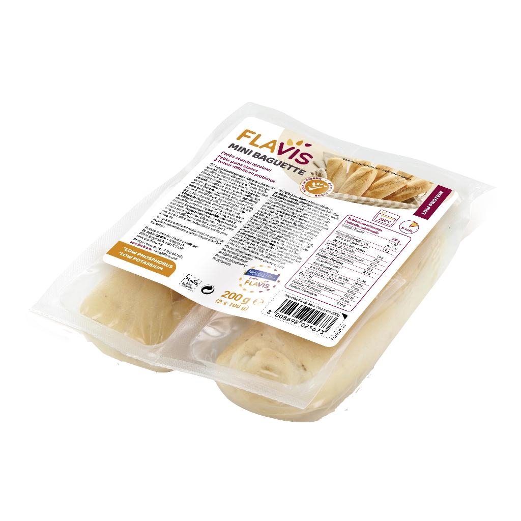 FLAVIS MINI BAGUETTE PANINI BIANCHI APROTEICI 2 PEZZI DA 100 G