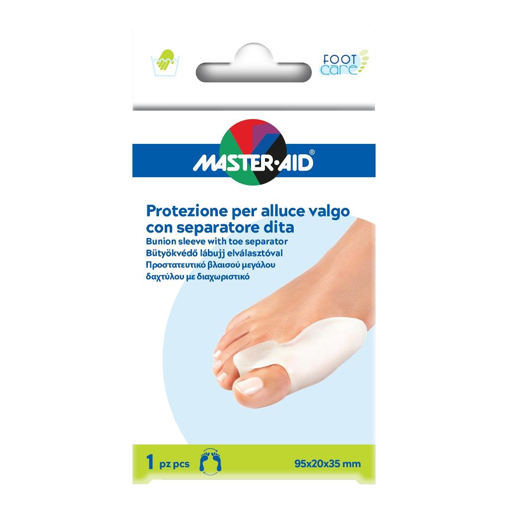 PROTEZIONE MASTER-AID FOOTCARE PER ALLUCE VALGO CON SEPARATORE DITA INTEGRATO 1 PEZZO D9