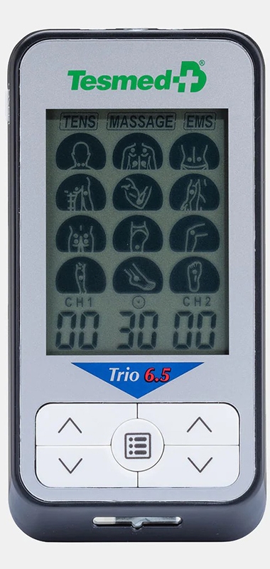 ELETTROSTIMOLATORE TERAPEUTICO TESMED TRIO 6,5 A 2 CANALI E 4 ELETTODI