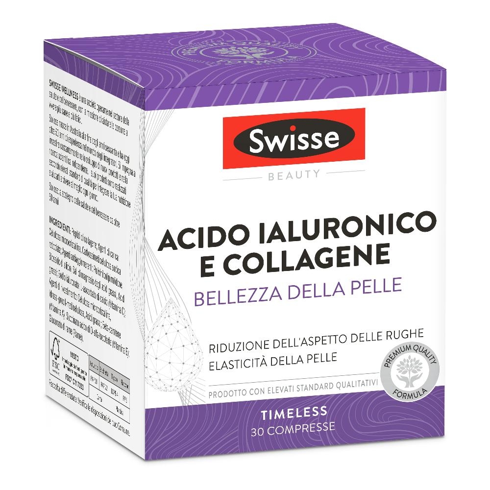 SWISSE ACIDO IALURONICO COLLAGENE BELLEZZA DELLA PELLE 30 COMPRESSE