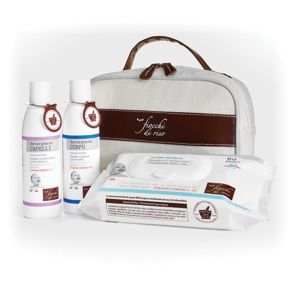 FIOCCHI DI RISO COFANETTO BAGNETTO 1 DETERGENTE CORPO 200 ML + 1 DETERGENTE CAPELLI 200 ML + SALVIETE ACQUA NON ACQUA 60 PEZZI + BEAUTY