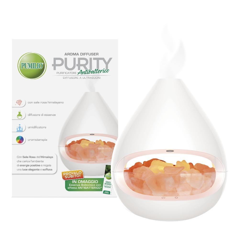 PUMILIO AROMA DIFFUSER PURITY A ULTRASUONI CON ESSENZA BALSAMICA CON EFFETTO ANTIBATTERICO