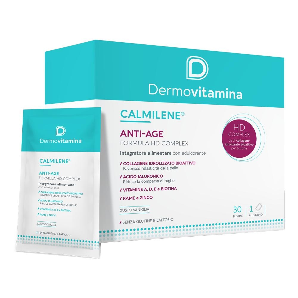 DERMOVITAMINA CALMILENE ANTIAGE IA A BASE DI COLLAGENE E ACIDO IALURONICO POLVERE 30 BUSTINE GUSTO VANIGLIA