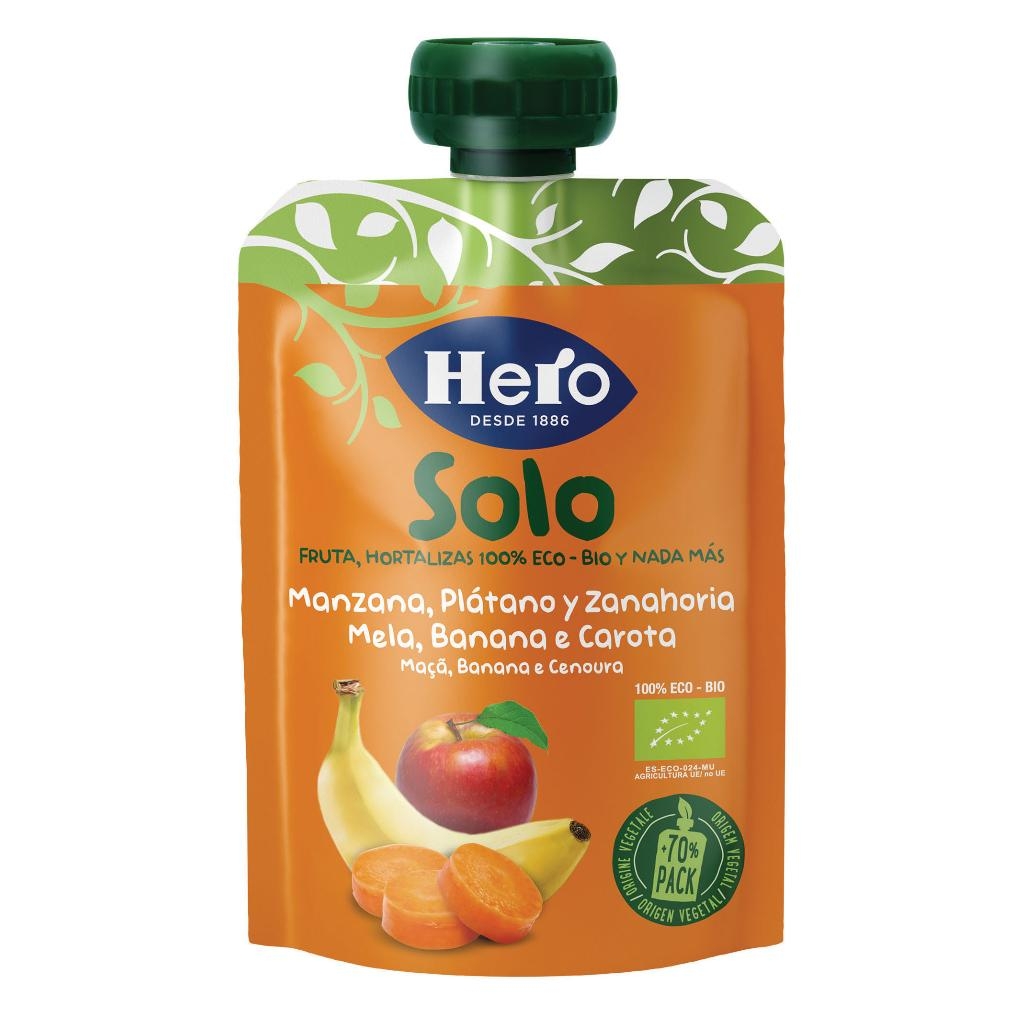 HERO SOLO FRUTTA FRULLATA 100% BIO MELA BANANA CAROTA 100 G