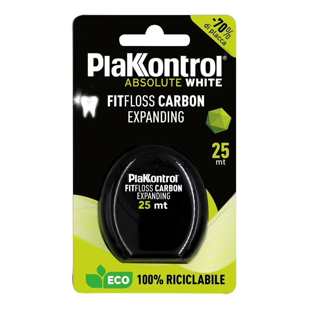 PLAKKONTROL PROFESSIONAL BLACK FITFLOSS CARBON EXPANDING FILO INTERDENTALE 25 METRI FRESH MINT