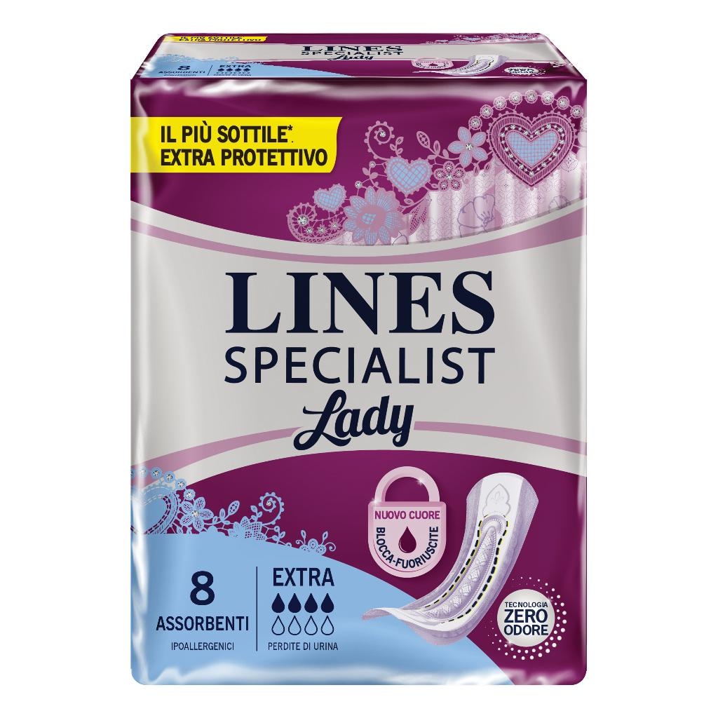 ASSORBENTI PER INCONTINENZA LINES SPECIALIST LADY EXTRA IPOALLERGENICI 8 PEZZI