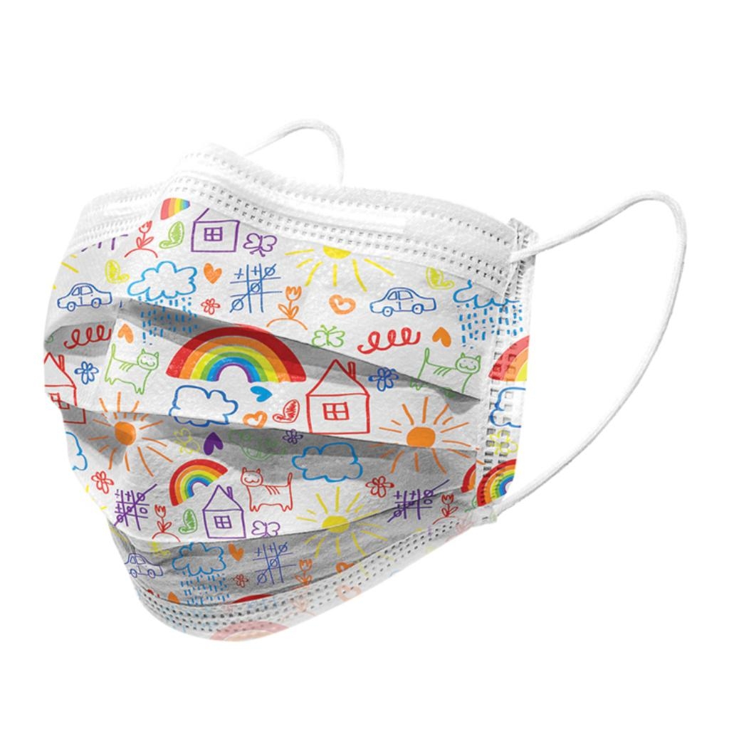 MASCHERINA CHIRURGICA FILTRANTE 98% 3 VELI TIPO IIR CON ELASTICI PEDIATRICA CARTOON 10 PEZZI