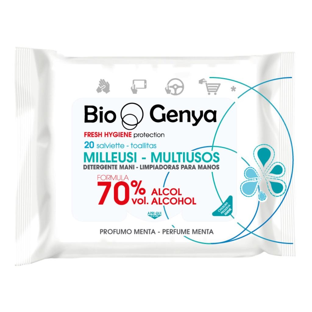 BIOGENYA MILLEUSI IGIENIZZANTI 70% ALCOOL SALVIETTE 20 PEZZI