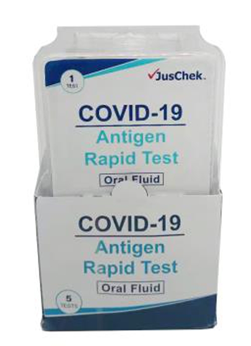 TEST ANTIGENICO RAPIDO COVID-19 JUSCHEK AUTODIAGNOSTICO DETERMINAZIONE QUALITATIVA ANTIGENI SARS-COV-2 IN CAMPIONI SALIVARI MEDIANTE IMMUNOCROMATOGRAFIA