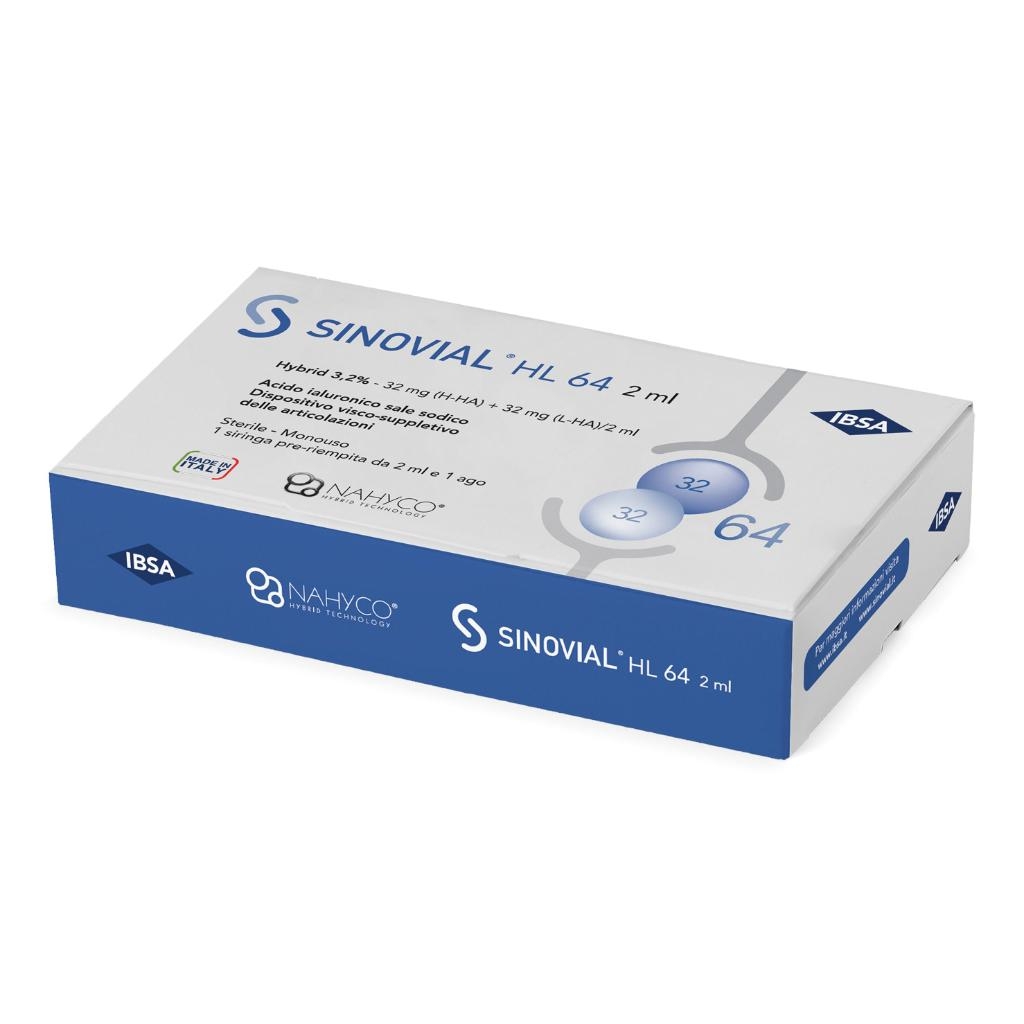 SIRINGA INTRA-ARTICOLARE SINOVIAL HL 64 ACIDO IALURONICO SALE SODICO 3,2% 32MG H-HA + 32MG H-LA/2ML 2 ML