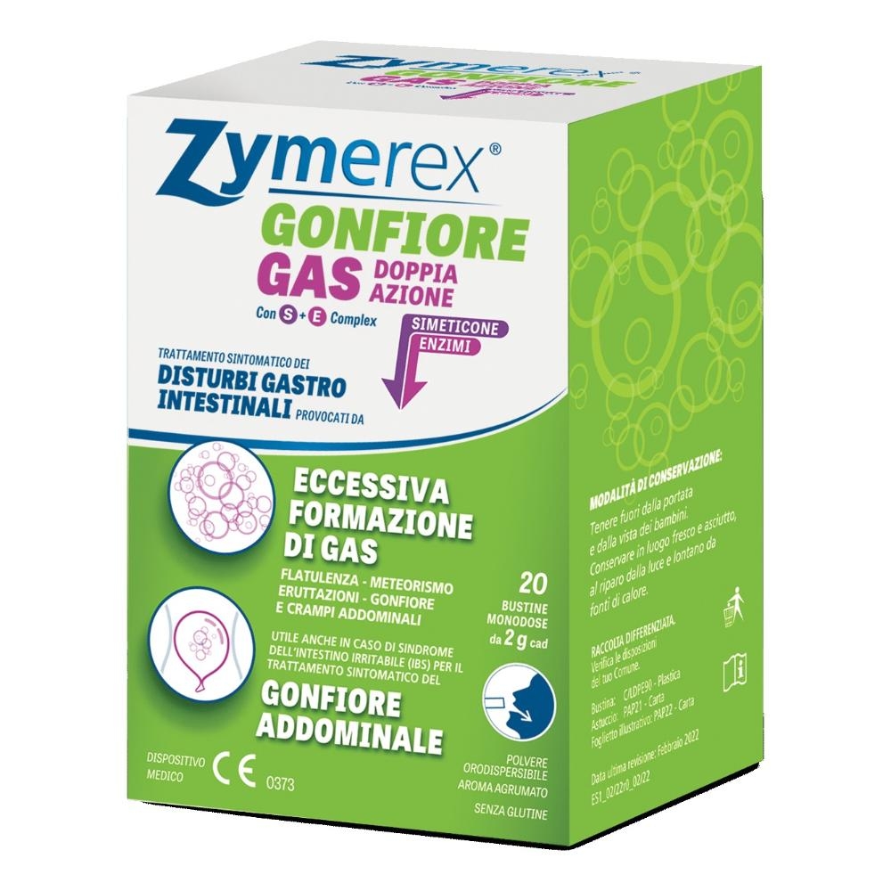 ZYMEREX GONFIORE GAS DOPPIA AZIONE CON S+E COMPLEX 20 BUSTINE MONODOSE DA 2 G