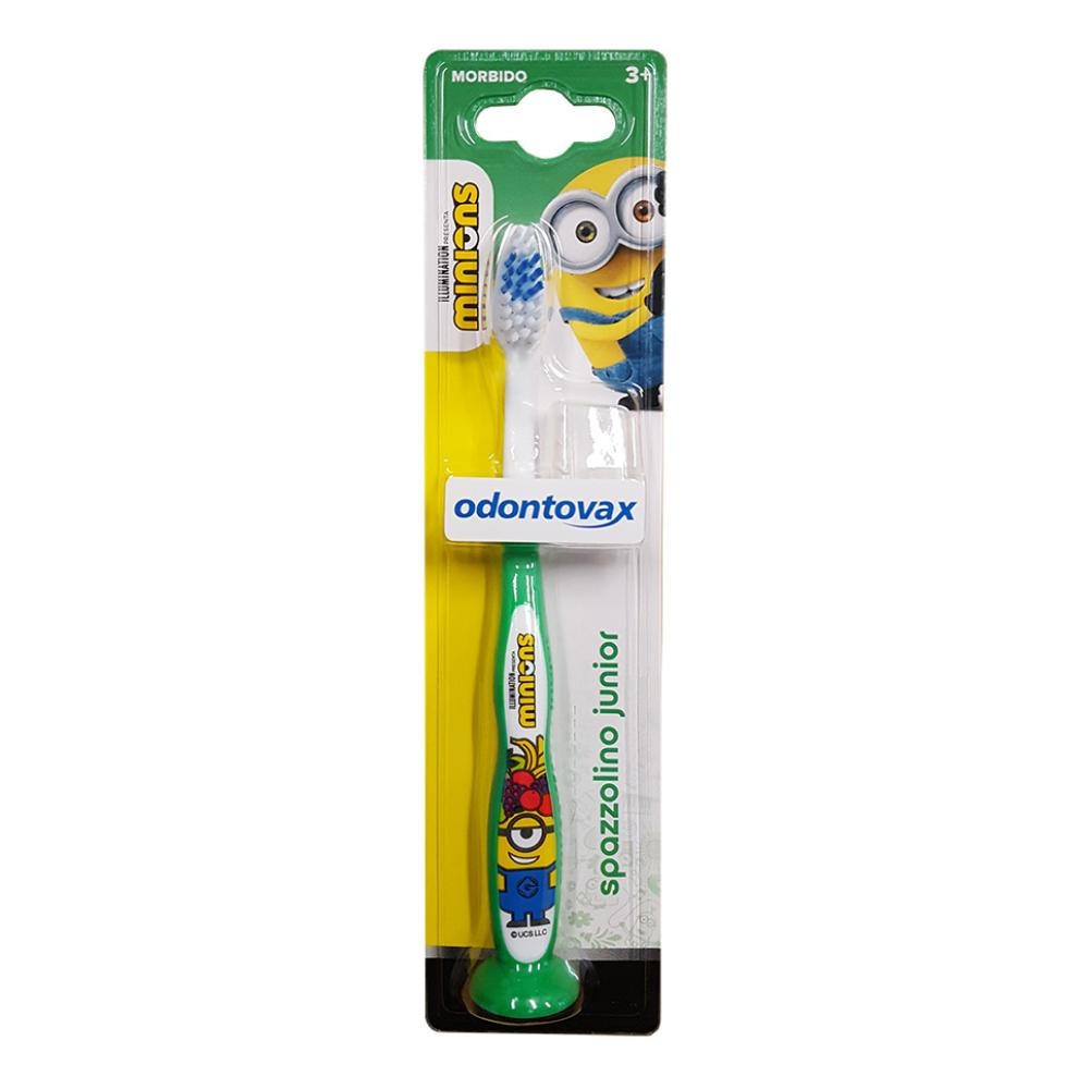 ODONTOVAX SPAZZOLINO JUNIOR MINIONS VERDE MORBIDO CON VENTOSA 3+ ANNI