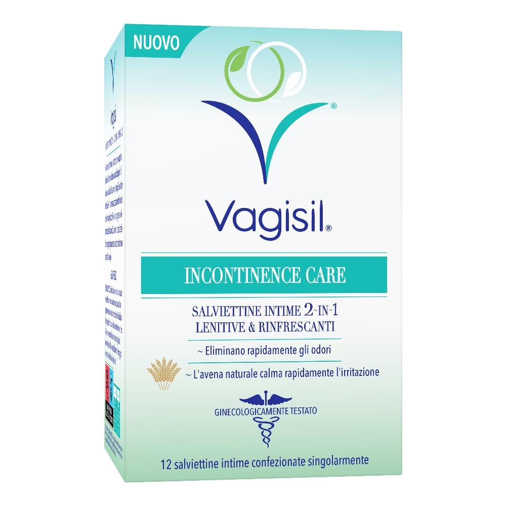 VAGISIL INCONTINENCE CARE SALVIETTINE INTIME 2IN1 LENITIVE & RINFRESCANTI 12 PEZZI