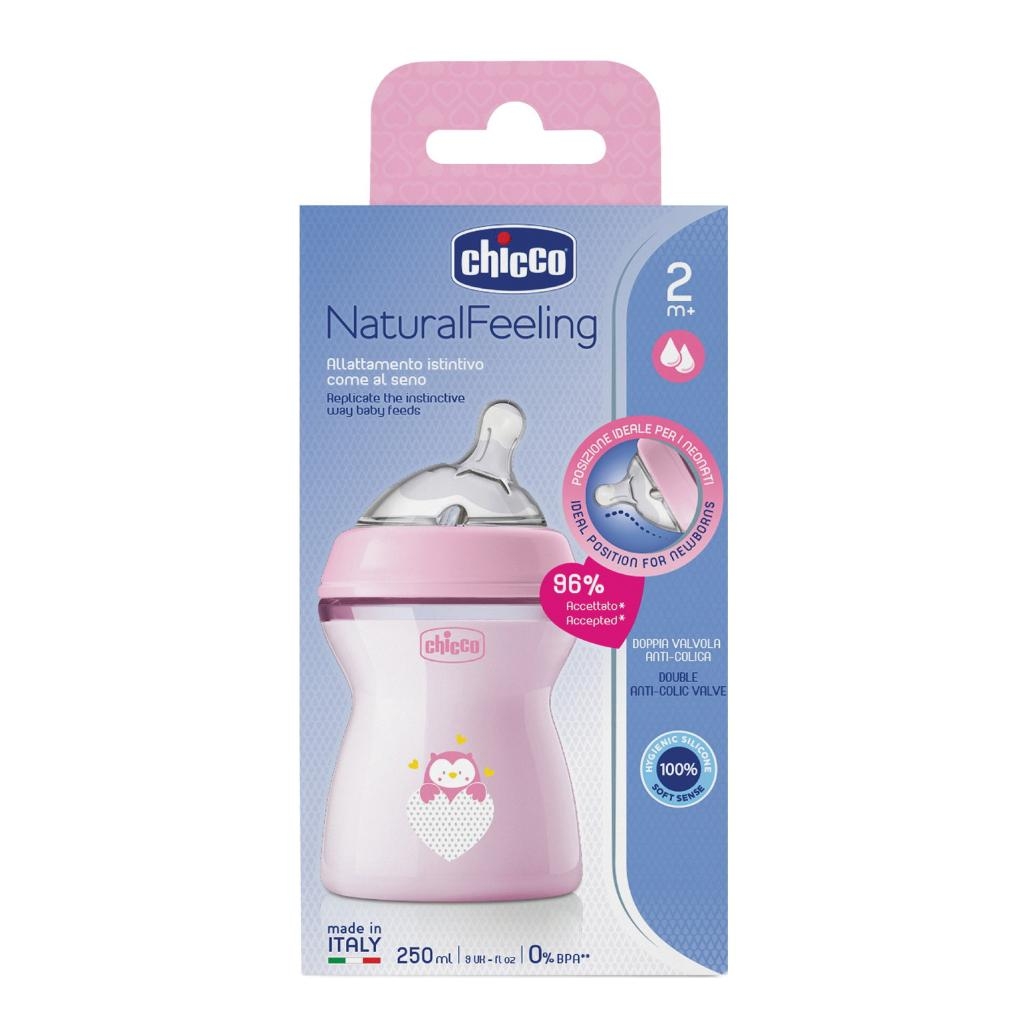 CHICCO BIBERON NAT FEEL PP 2M+ 250 ML BIMBA