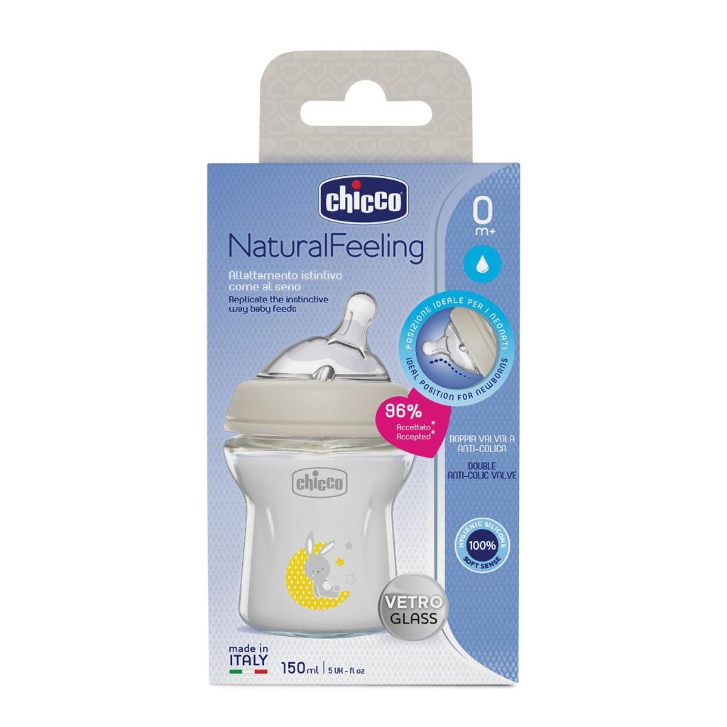 CHICCO BIBERON NAT FEEL VETRO 0M+ 150 ML
