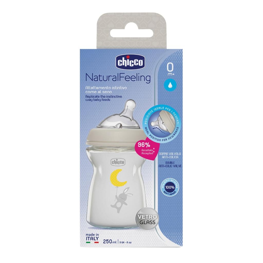 CHICCO BIBERON NAT FEEL VETRO 0M+ 250 ML