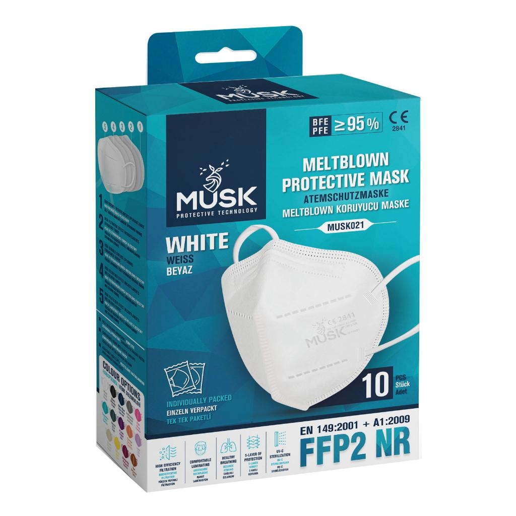 MUSK MASCHERINA FFP2 MUSK021 WHITE 10 PEZZI