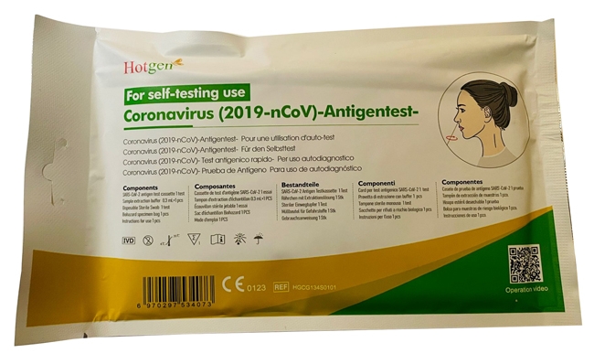 TEST ANTIGENICO RAPIDO COVID-19 HOTGEN AUTODIAGNOSTICO DETERMINAZIONE QUALITATIVA ANTIGENI SARS-COV-2 IN TAMPONI NASALI MEDIANTE IMMUNOCROMATOGRAFIA