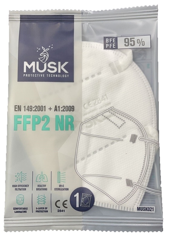 MUSK MASCHERINA FFP2 MUSK021 WHITE 1 PEZZO