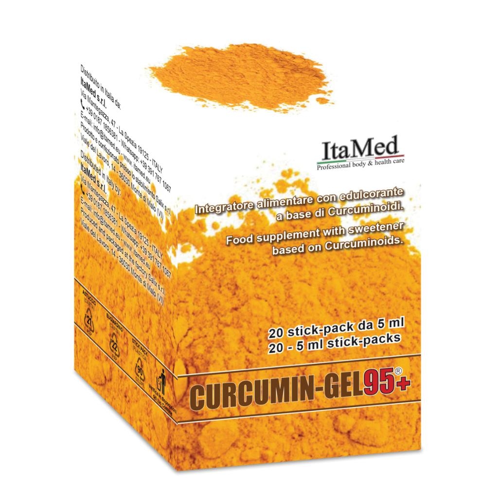 CURCUMIN GEL 95+ 20 BUSTINE STICK PACK MONODOSE DA 5 ML AROMA LAMPONE