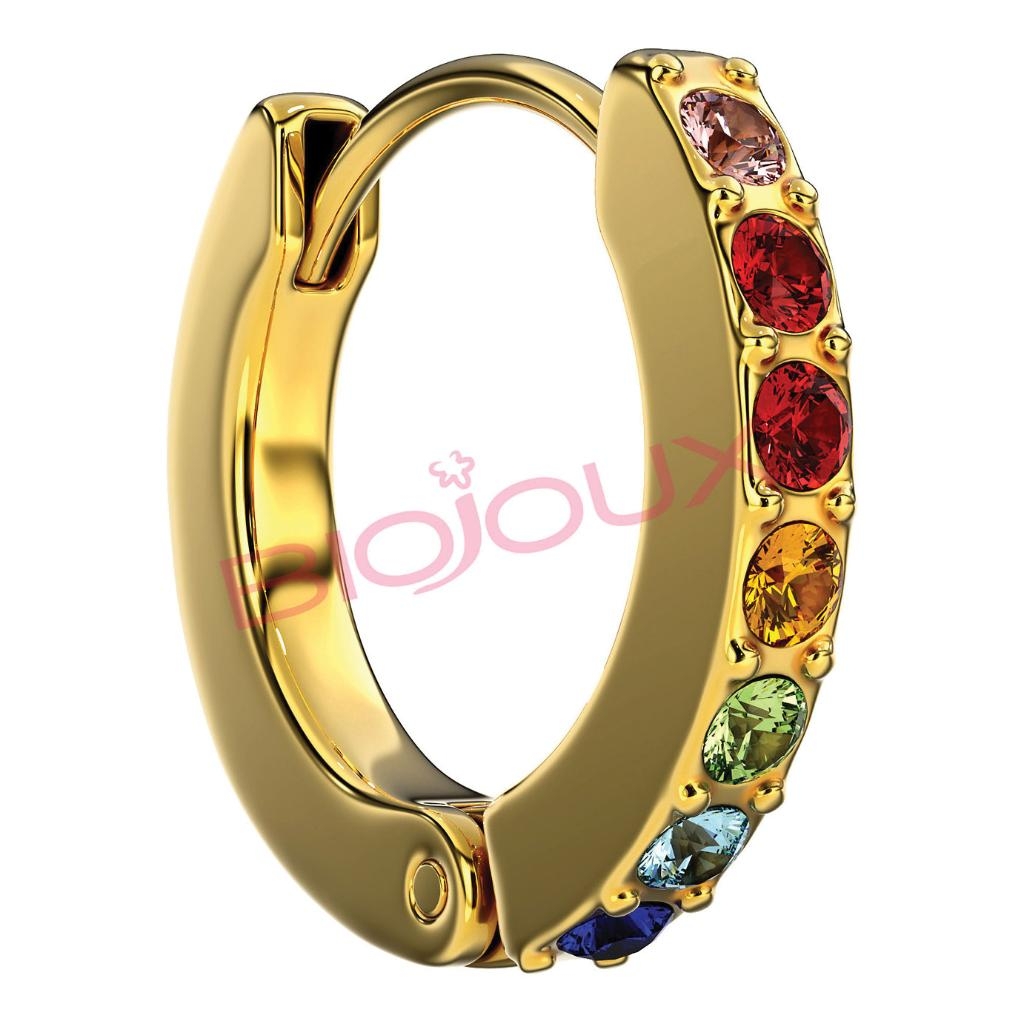 BJT726 ORECCHINI CRYSTAL HOOP GOLD PLATED