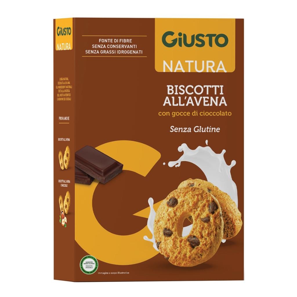 GIUSTO SENZA GLUTINE BISCOTTI AVENA GOCCE CIOCCOLATO 250 G