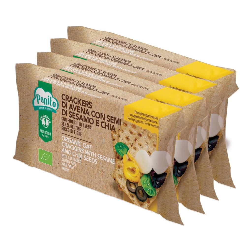 PANITO CRACKERS DI AVENA CON SEMI DI SESAMO E CHIA BIO 4 PEZZI DA 35 G