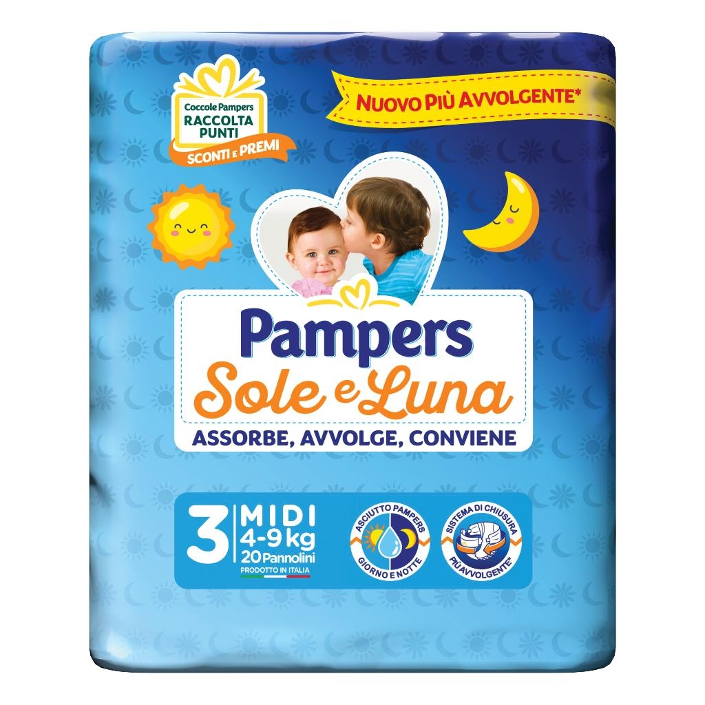 PAMPERS SOLE LUNA MIDIDI 20 PEZZI