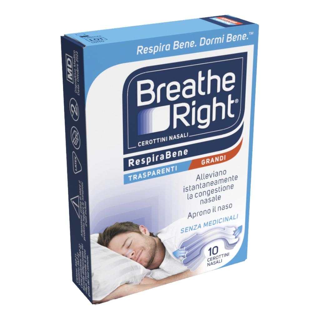 CEROTTI NASALI BREATHE RIGHT TRASPARENTI GRANDI 10 PEZZI