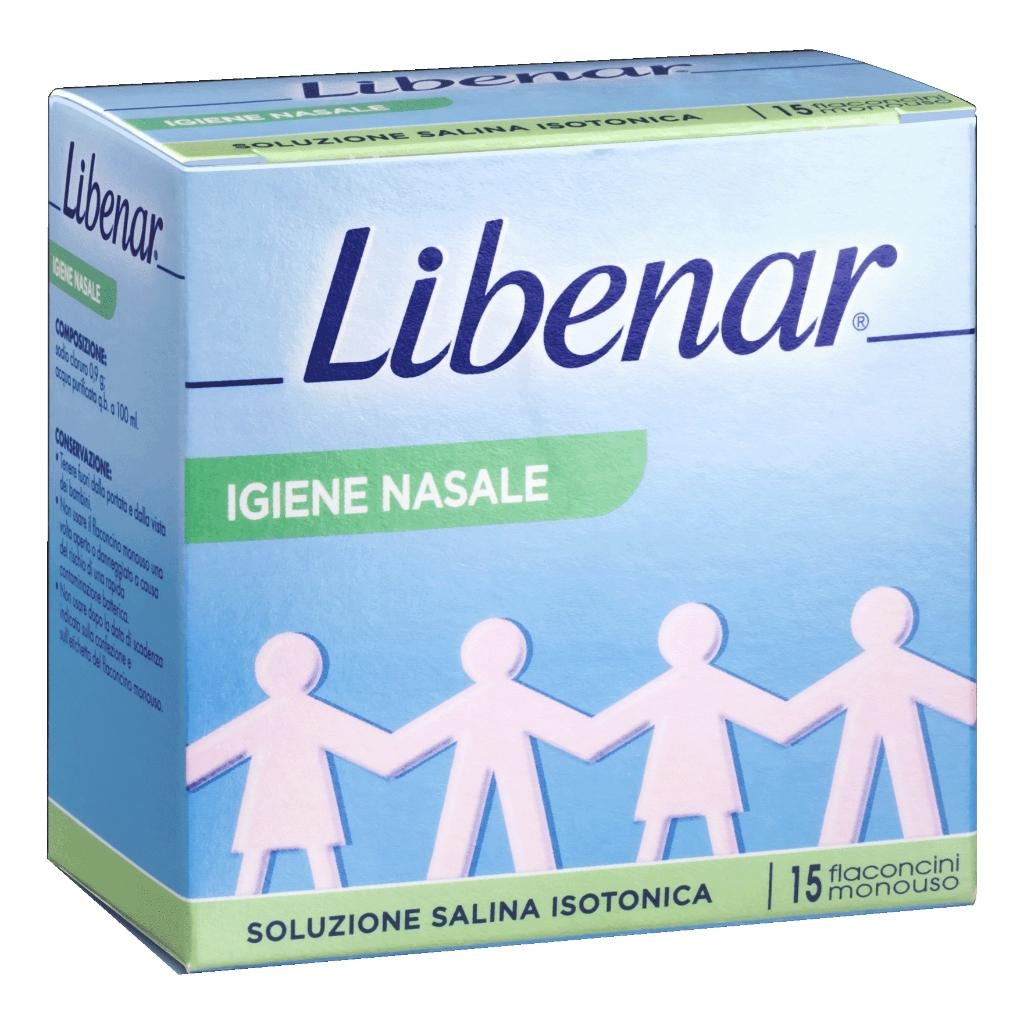 SOLUZIONE SALINA ISOTONICA 0,9% LIBENAR PER IGIENE NASALE 15 FLACONCINI MONOUSO X 5 ML