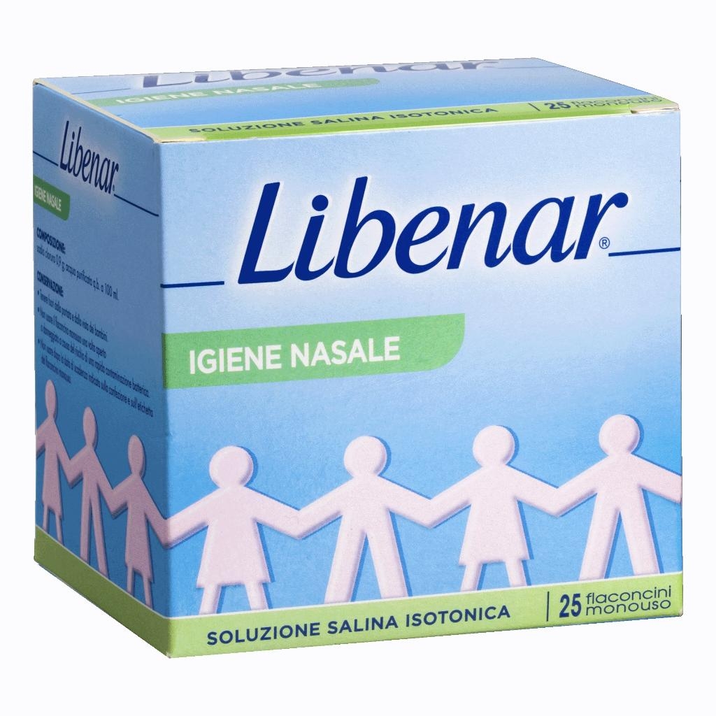SOLUZIONE SALINA ISOTONICA 0,9% LIBENAR PER IGIENE NASALE 25 FLACONCINI MONOUSO X 5 ML
