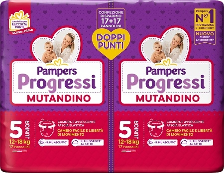 PAMPERS PROGRESSI MUTANDINO JUNIOR PACCO DOPPIO 34 PEZZI