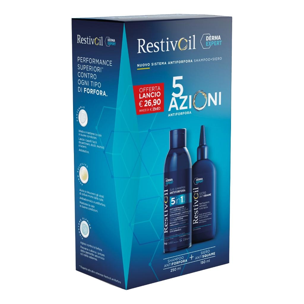 RESTIVOIL DERMA EXPERT SISTEMA ANTIFORFORA 5 IN 1 SHAMPOO 250 ML + SIERO 150 ML