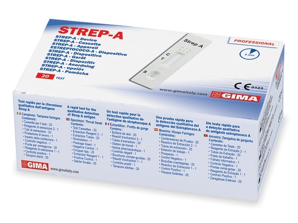 TEST STREP A PER LA RILEVAZIONE DELLO STREPTOCOCCO 20 PEZZI