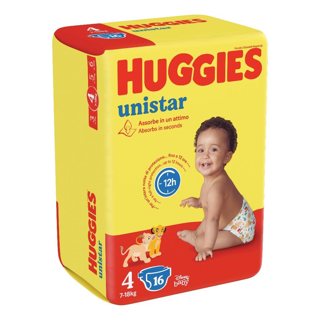 HUGGIES UNISTAR BASE TAGLIA 4 16 PEZZI