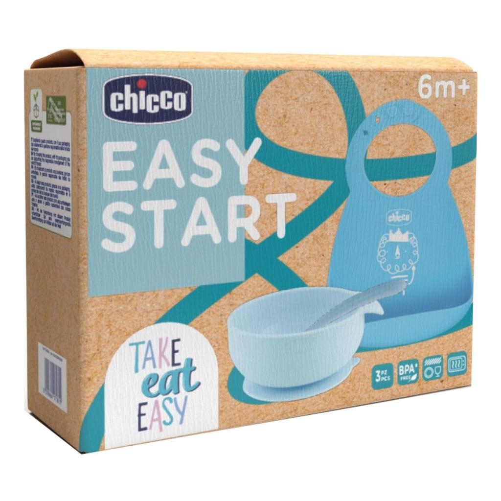 CHICCO SET PAPPA SILICONE 6M+ AZZURRO