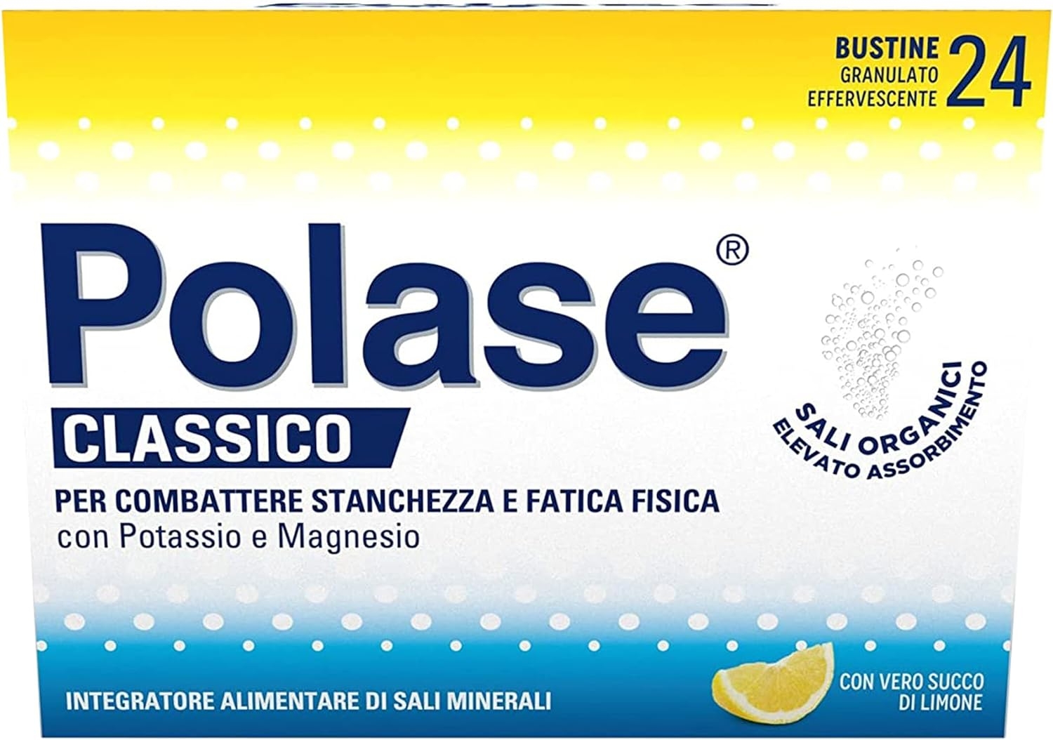Polase Classico Integratore alimentare di Potassio e Magnesio Gusto Limone, 24 Bustine