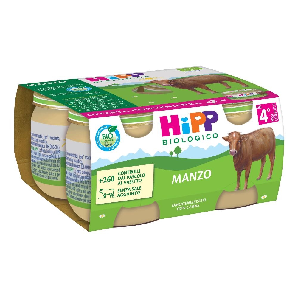 HIPP BIO OMOGENEIZZATO MANZO 4 PEZZI DA 80 G