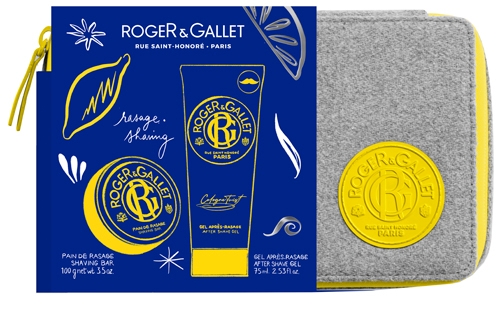 ROGER & GALLET TROUSSE NATALE UOMO KIT RASATURA 1 SHAVING BAR 100 G + 1 DOPOBARBA 75 ML