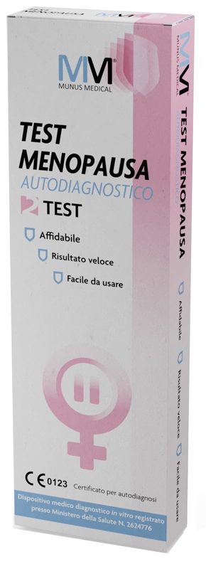 TEST RAPIDO AUTODIAGNOSTICO TEST MENOPAUSA MUNUS MEDICAL RILEVAZIONE QUALITATIVA ORMONE FSH IN CAMPIONI DI URINA