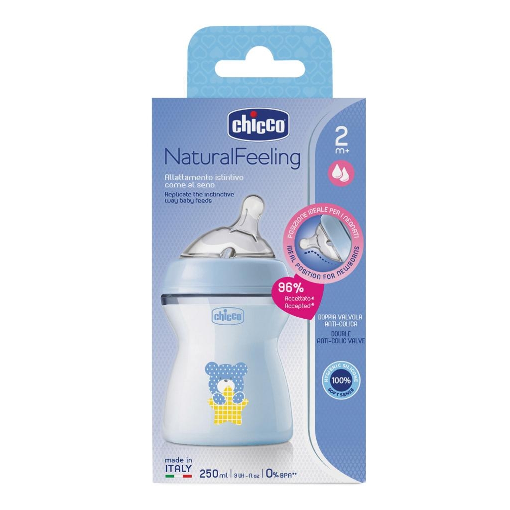 CHICCO BIBERON NAT FEEL PP 2M+ 250 ML BIMBO